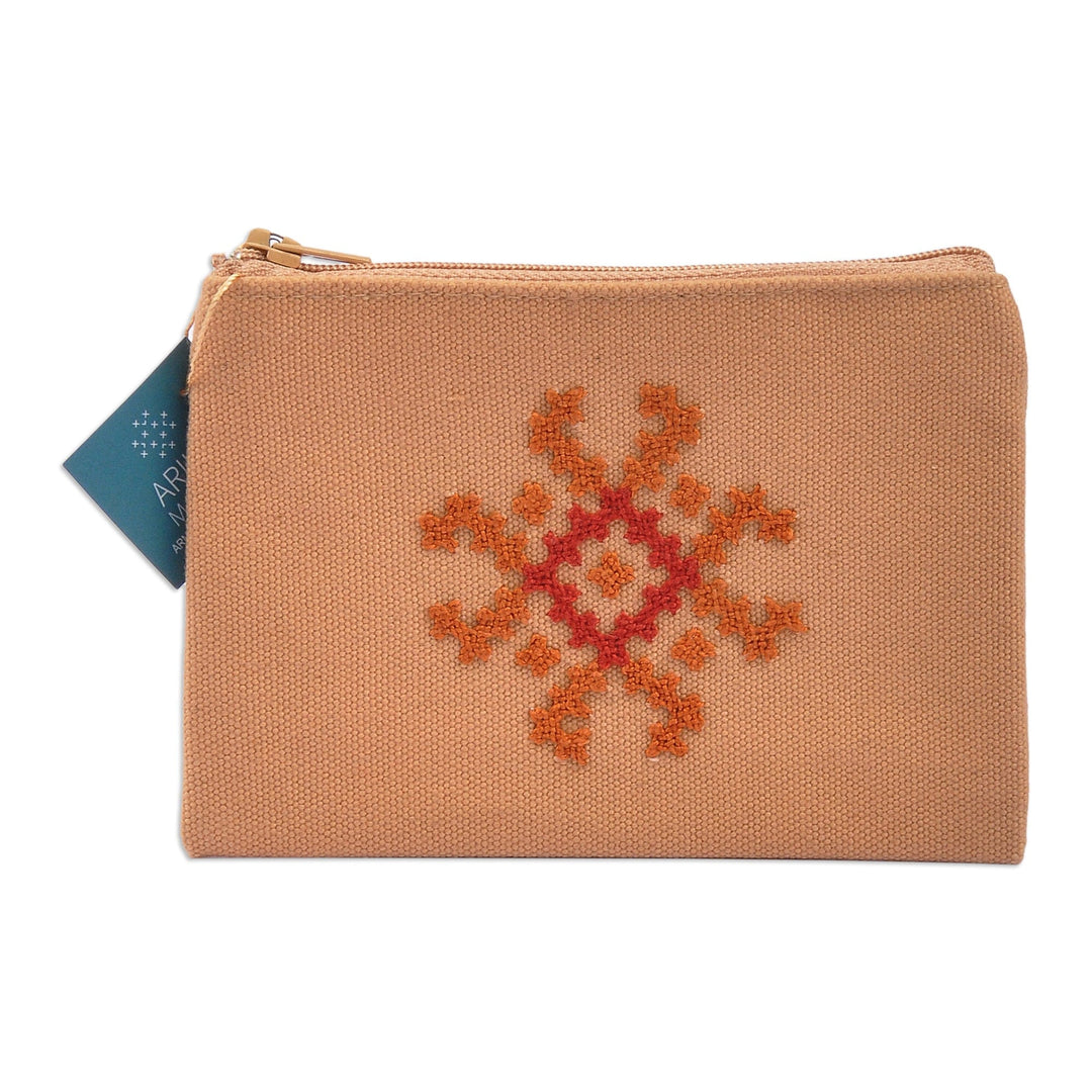 Handcrafted Flower-Themed Embroidered Cotton Cosmetic Bag - Marash Flower