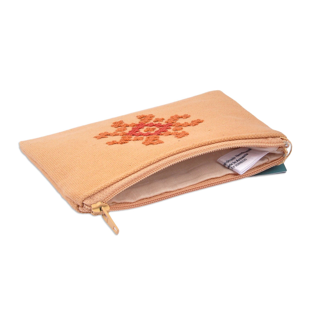 Handcrafted Flower-Themed Embroidered Cotton Cosmetic Bag - Marash Flower