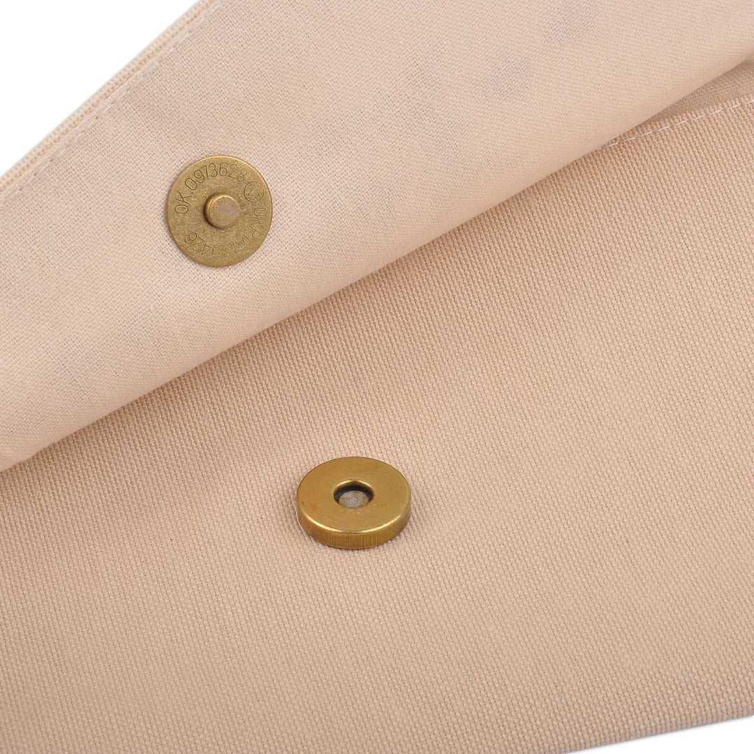Beige Cotton Clutch With Geometric Svaz Embroidery Accent - Svaz Dame