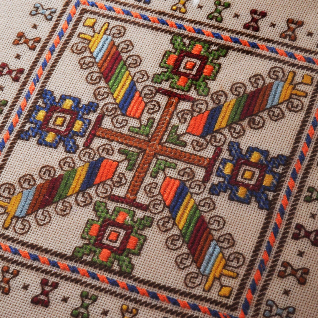 Wood Jewelry Box with Cotton Embroidered Motif on the Lid - Spectacular Colors