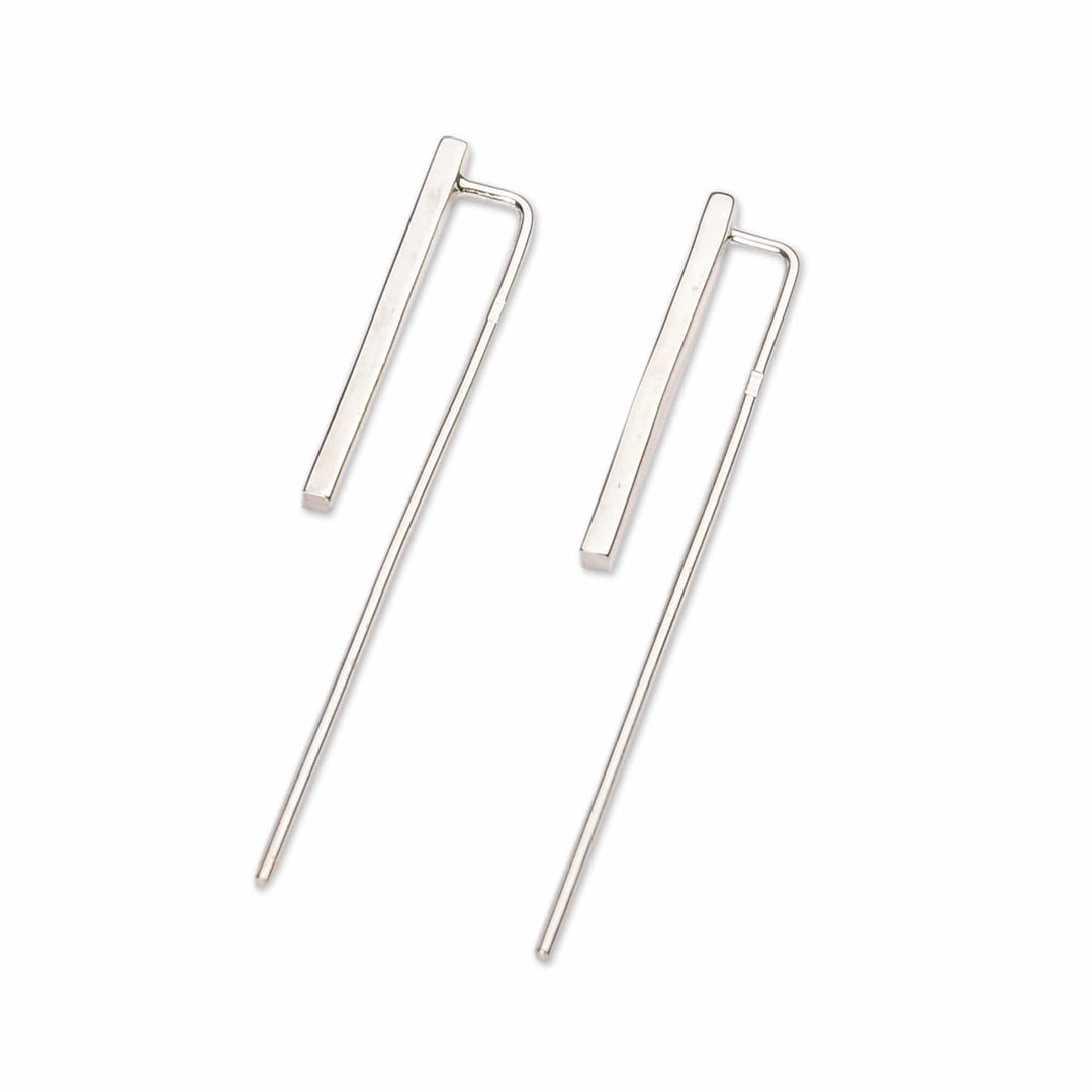High-Polished Sterling Silver Minimalist Drop Earrings - Yerevan's Elegance