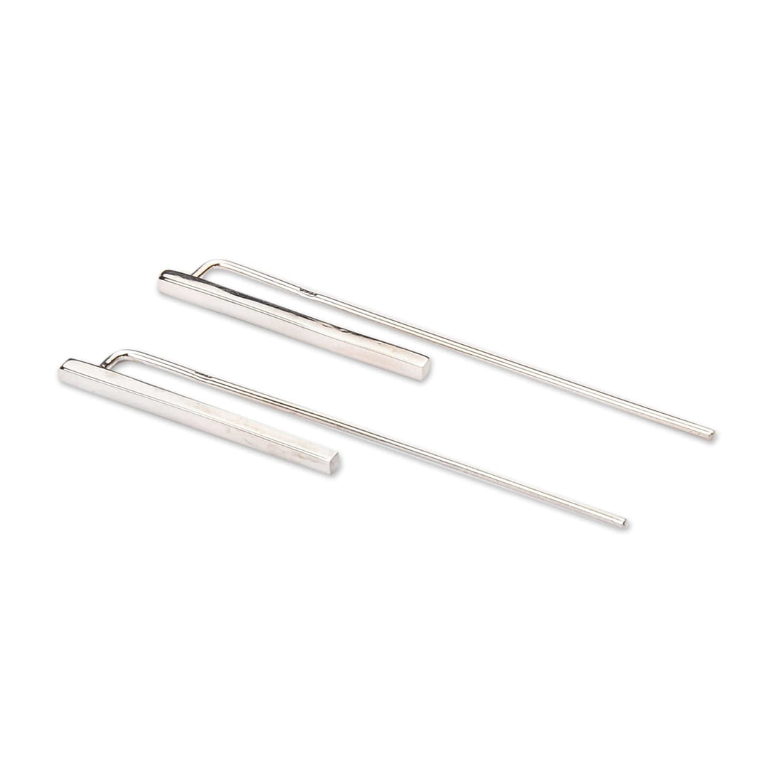 High-Polished Sterling Silver Minimalist Drop Earrings - Yerevan's Elegance