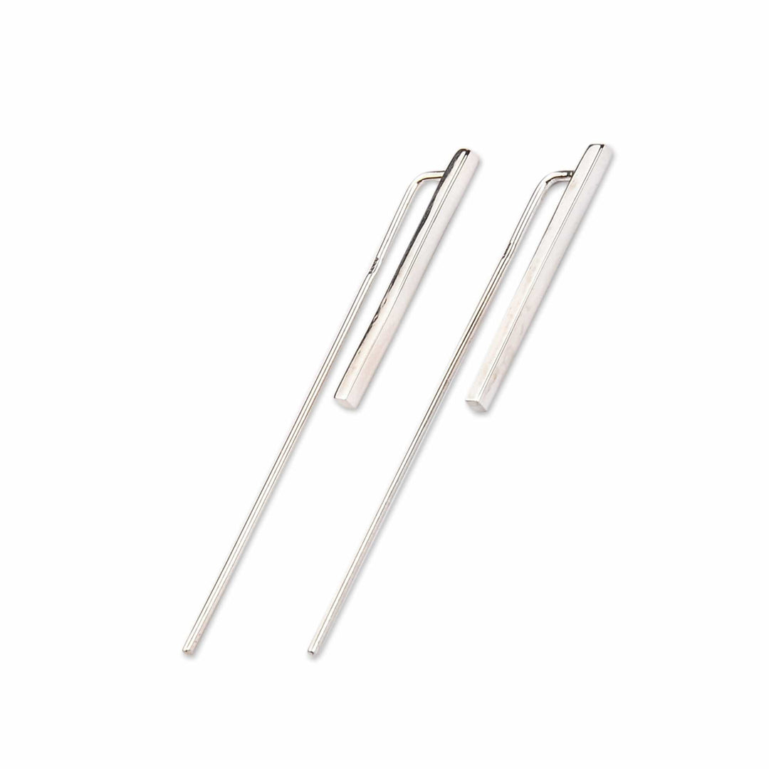 High-Polished Sterling Silver Minimalist Drop Earrings - Yerevan's Elegance