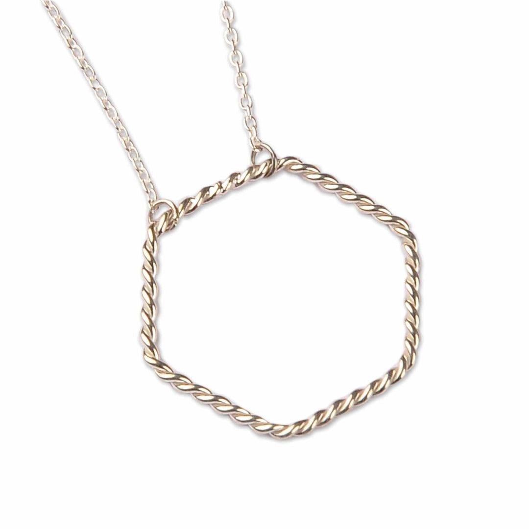 Sterling Silver Hexagon-Shaped Pendant Necklace from Armenia - Yerevan's Hexagon