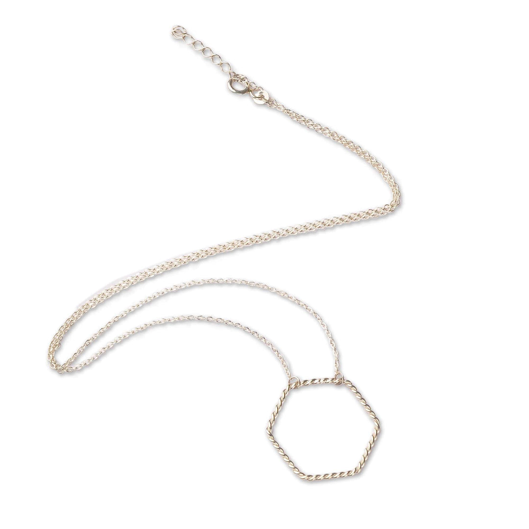 Sterling Silver Hexagon-Shaped Pendant Necklace from Armenia - Yerevan's Hexagon
