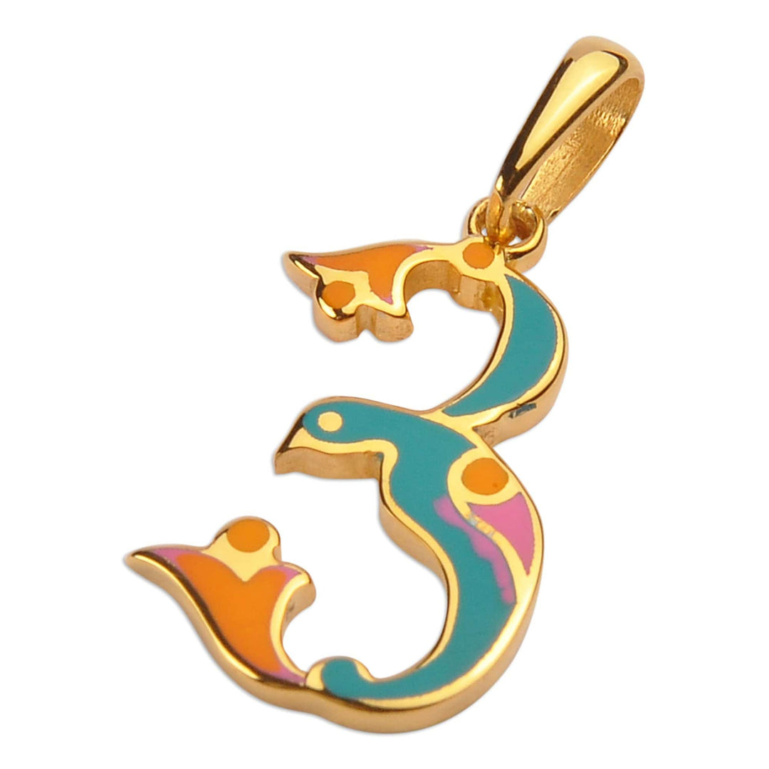 Traditional Bird-Themed Gold-Plated Pendant with Y Letter - Y Birds of Armenia