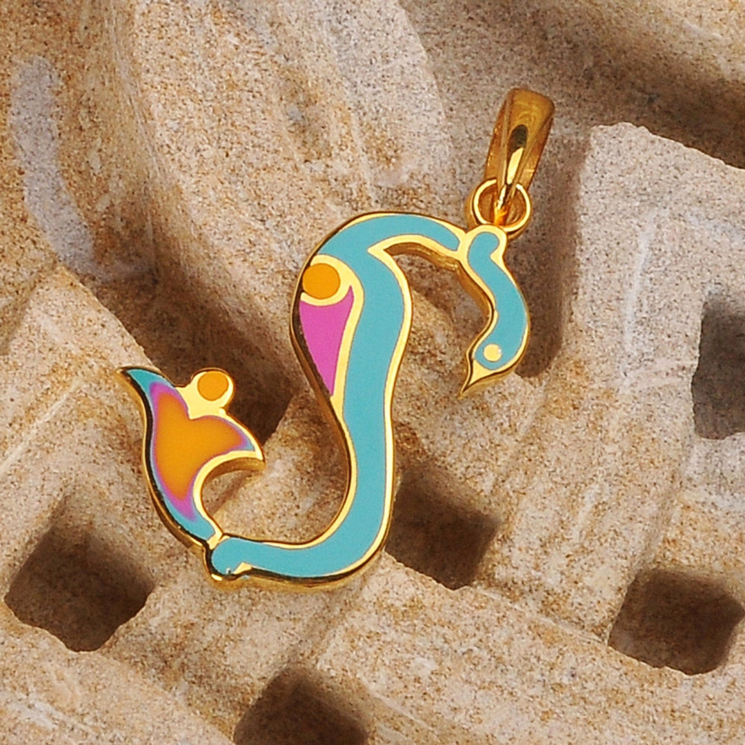 Traditional Bird-Themed Gold-Plated Pendant with T Letter - T Birds of Armenia