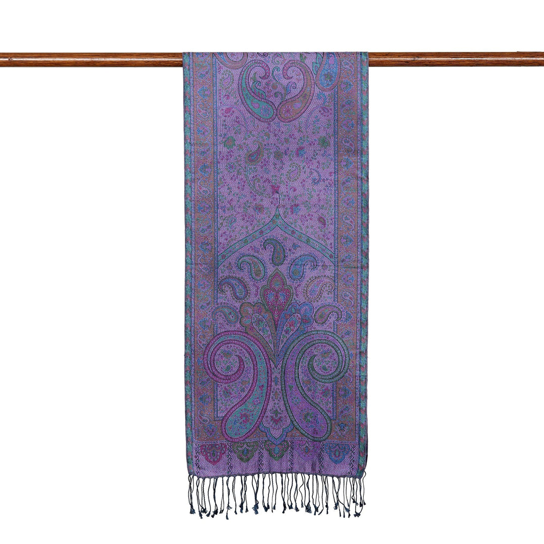 Traditional Paisley Silk Scarf in Blue and Purple Hues - Azure Eden