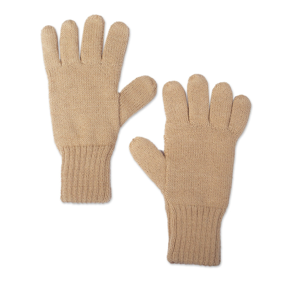 Soft Reversible 100% Baby Alpaca Gloves in Sepia and Buff - Warm Secret