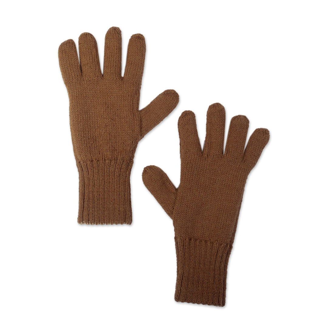 Soft Reversible 100% Baby Alpaca Gloves in Sepia and Buff - Warm Secret