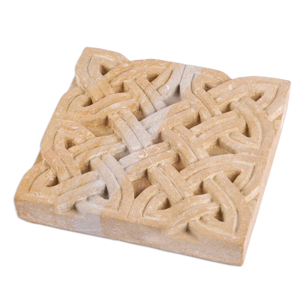 Hand-Carved Felsite Stone Armenian Knot Decorative Accent - Armenian Knot