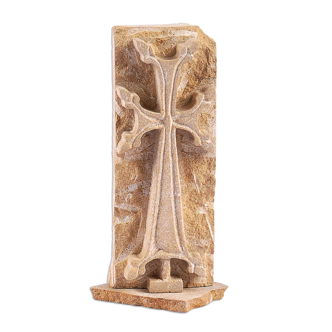 Felsite Stone Celtic Cross Sculpture Hand-Carved in Armenia - Stone Khachqar