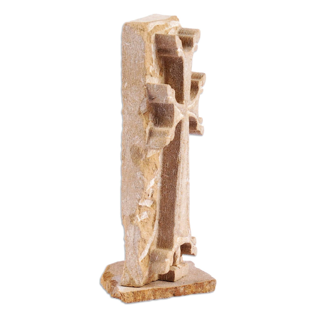 Felsite Stone Celtic Cross Sculpture Hand-Carved in Armenia - Stone Khachqar