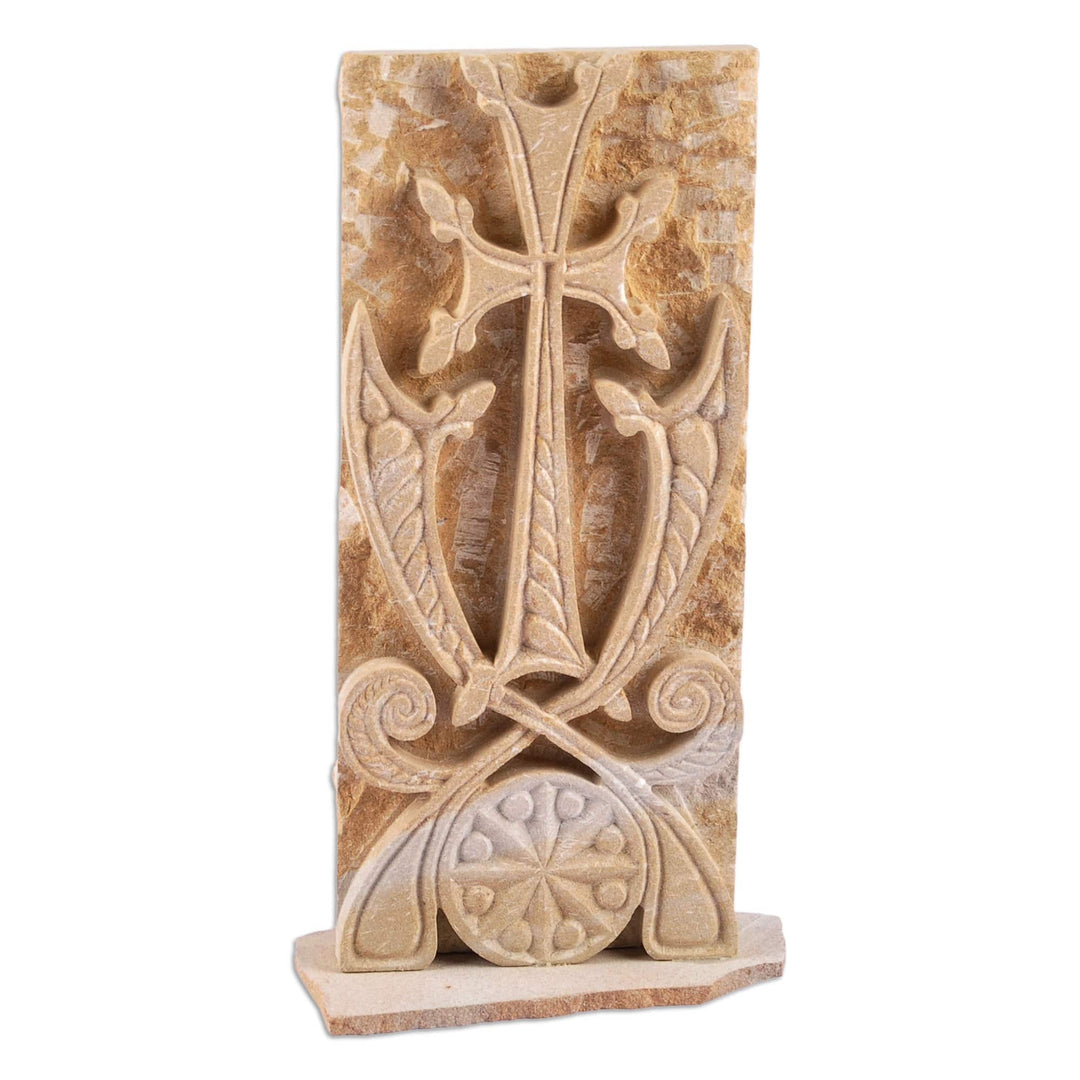 Hand-Carved Natural Felsite Stone Sculpture of Khachqar - Ancient Khachqar