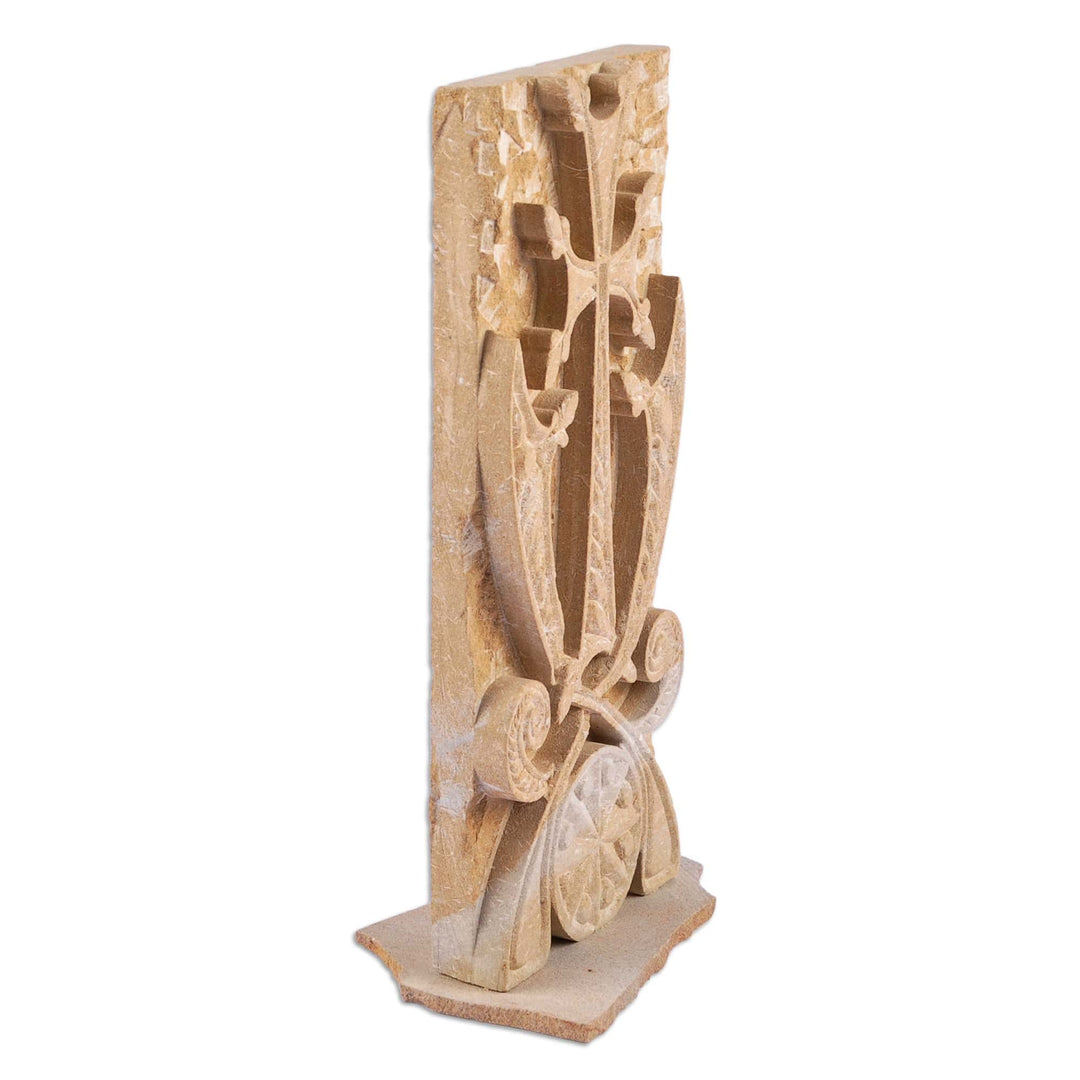 Hand-Carved Natural Felsite Stone Sculpture of Khachqar - Ancient Khachqar