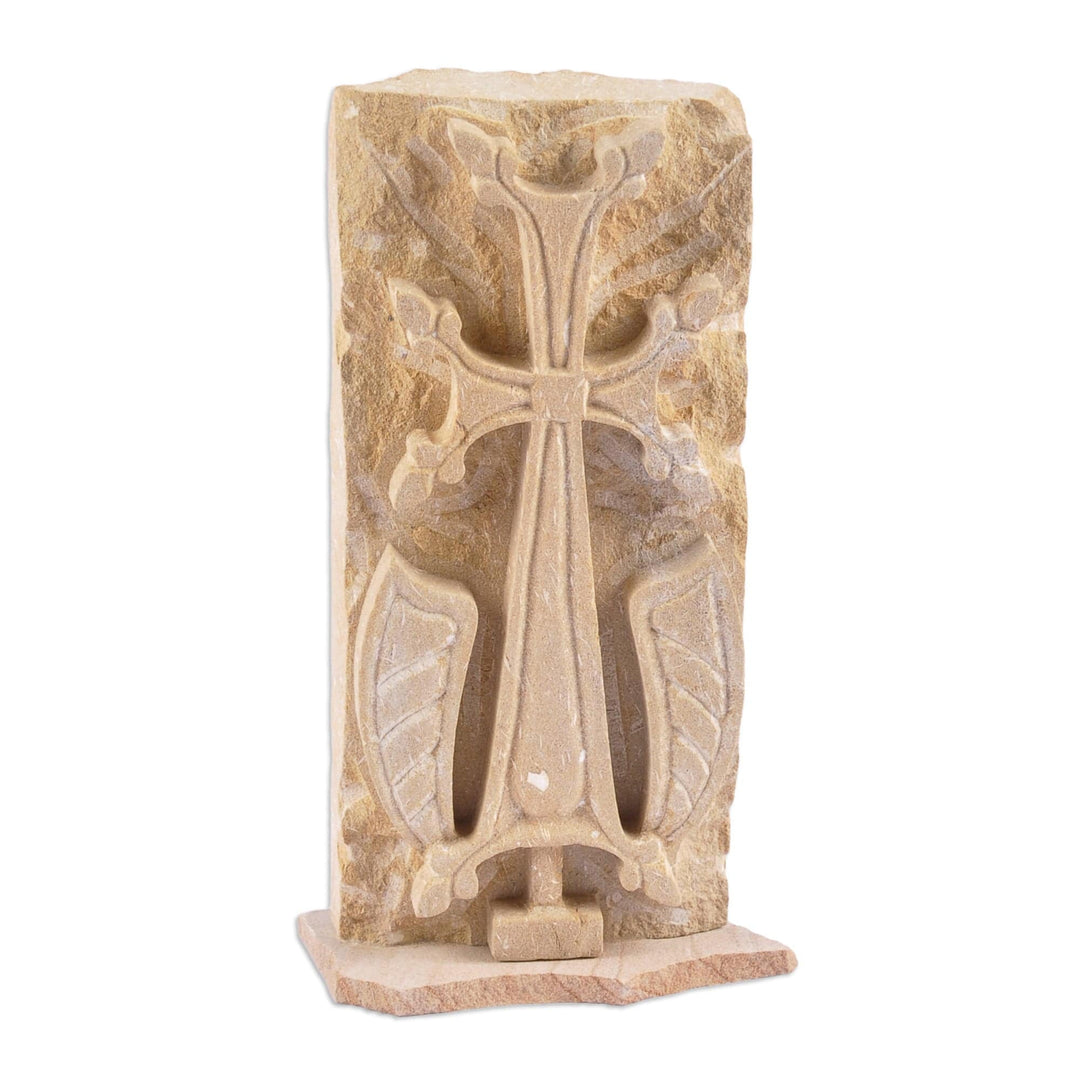Armenian Hand-Carved Felsite Stone Sculpture of Cross - Great Khachqar