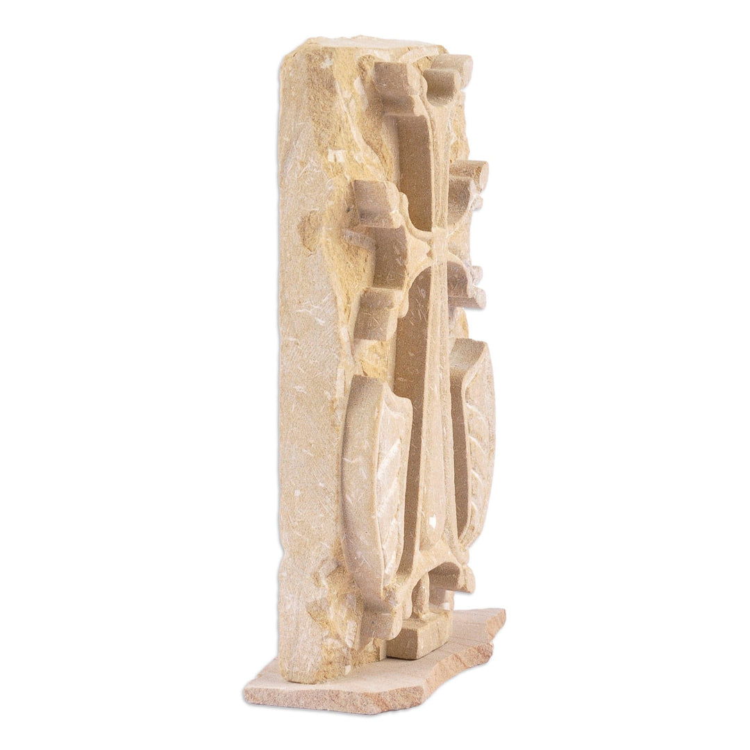 Armenian Hand-Carved Felsite Stone Sculpture of Cross - Great Khachqar