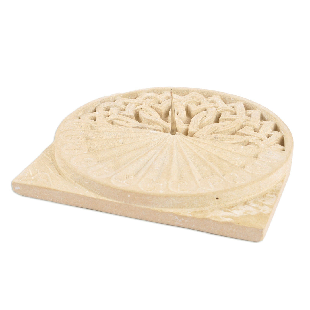 Hand-Carved Felsite Stone Armenian Sundial Decorative Accent - Khachqar Sundial