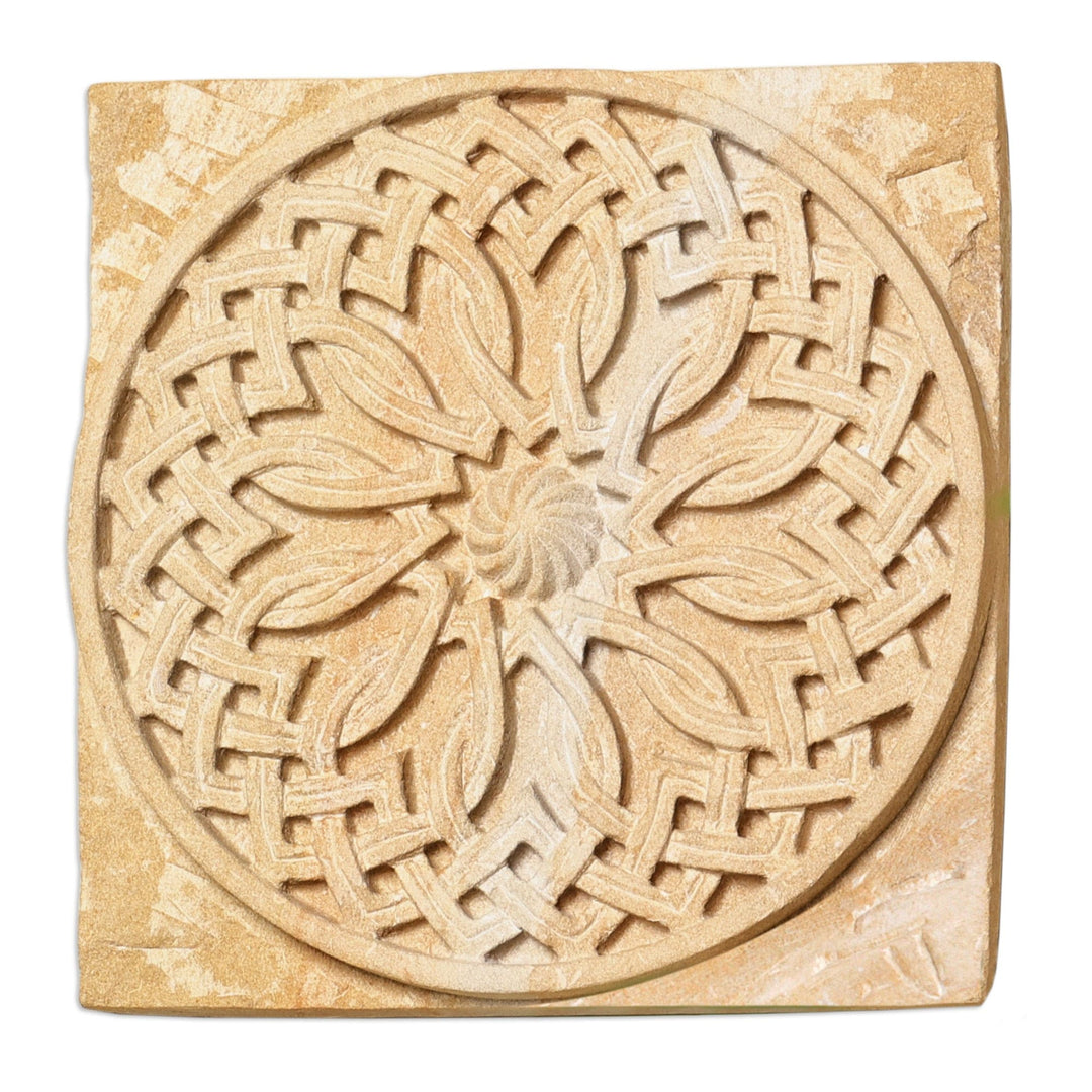 Felsite Stone Carving Accent Rosette from Armenia - Infinity Rosette