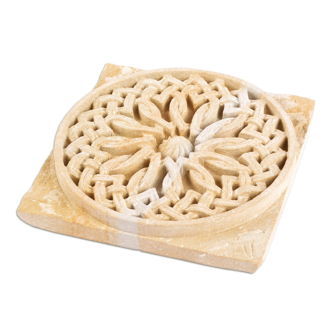 Felsite Stone Carving Accent Rosette from Armenia - Infinity Rosette