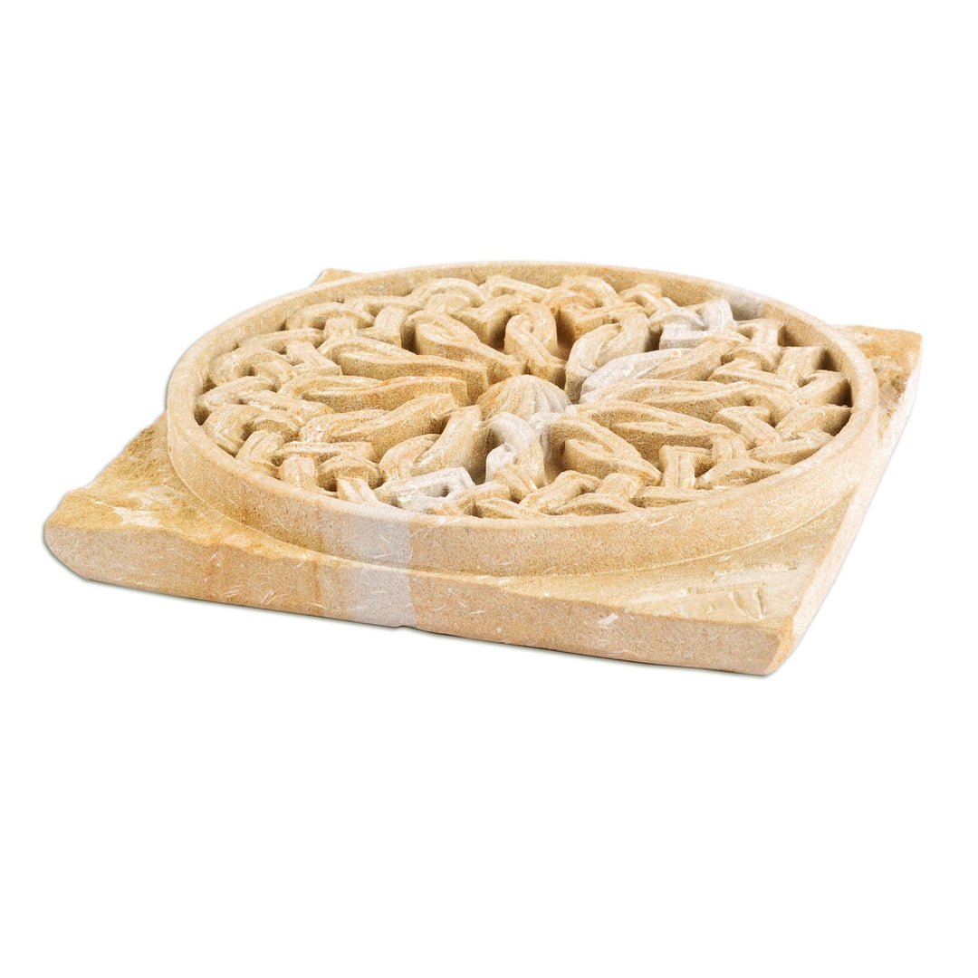 Felsite Stone Carving Accent Rosette from Armenia - Infinity Rosette