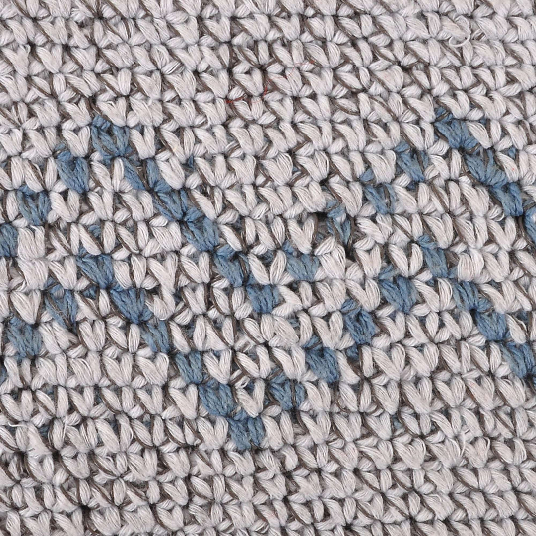Crocheted Tote Bag in Grey and Aqua with Wavy Pattern - Wavy Vibe