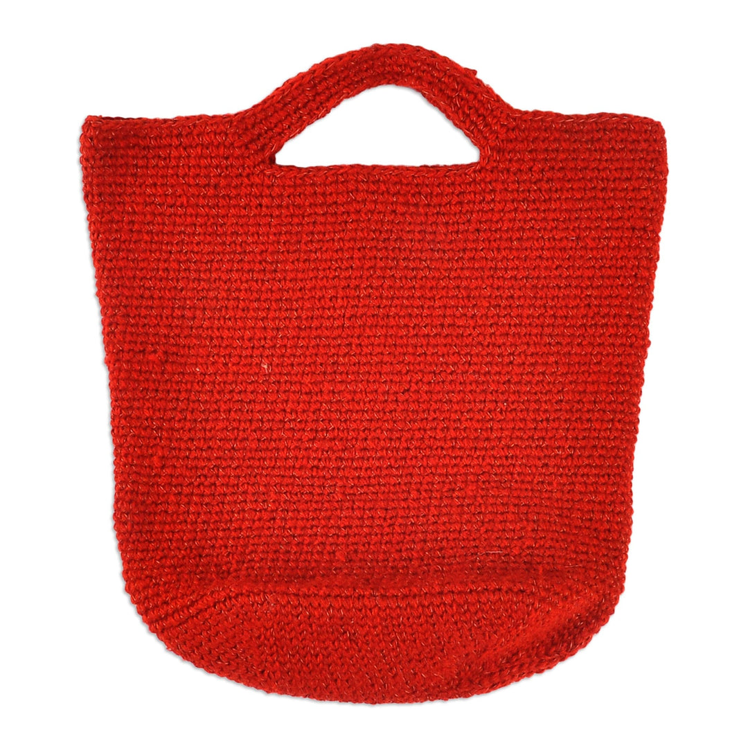 Crocheted Tote Bag in Red Handmade in Armenia - Red Vibe