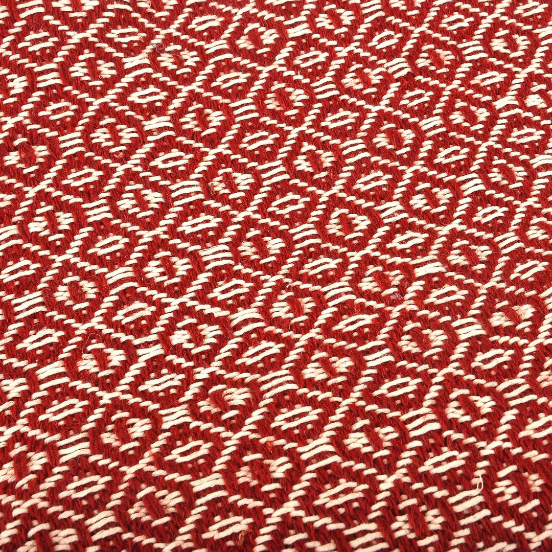 Burgundy and White Wool Tote Bag Hand-Woven in Armenia - Lovely Burgundy
