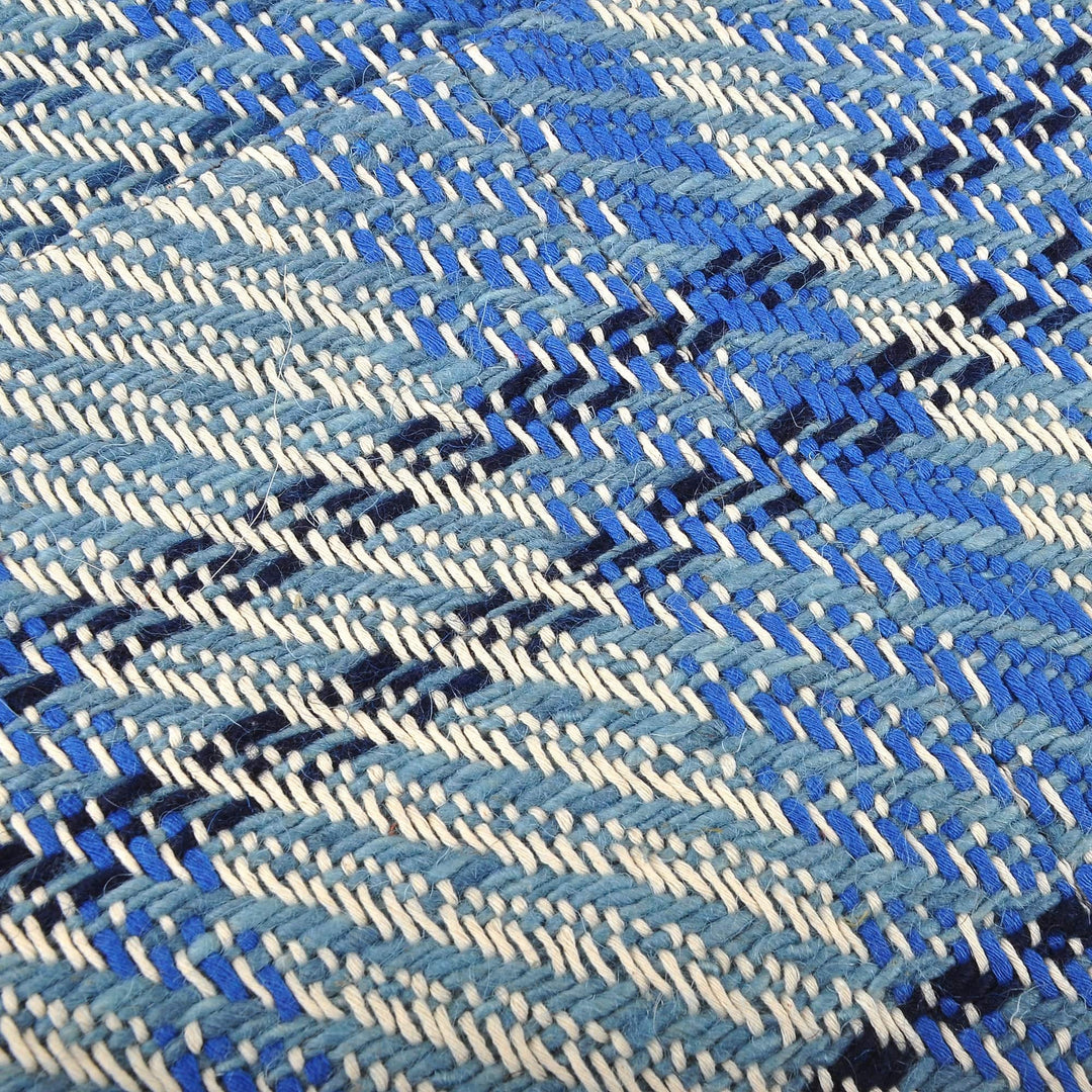 Blue and White Striped Wool Tote Bag Hand-Woven in Armenia - Delightful Blue
