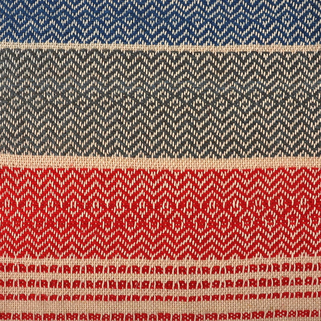 Hand-Woven Striped Wool Throw with Geometric Patterns - Nice and Cozy