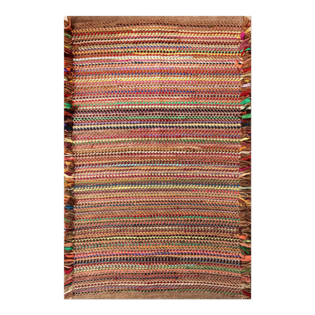Colorful Striped Handwoven Wool Blend Area Rug (3x5) - Colors of the Dawn