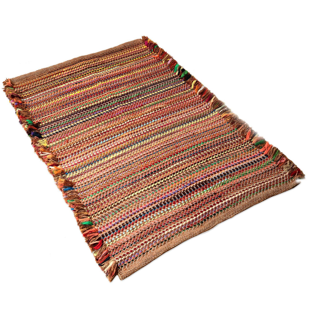 Colorful Striped Handwoven Wool Blend Area Rug (3x5) - Colors of the Dawn