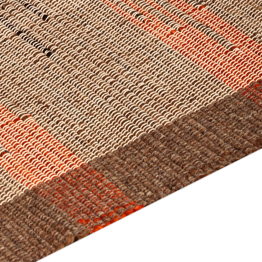 Handwoven Wool Blend Area Rug in a Warm Palette (2.5x5) - Late Sunset