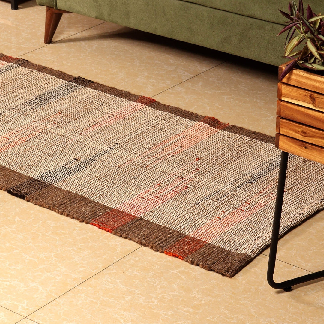 Handwoven Wool Blend Area Rug in a Warm Palette (2.5x5) - Late Sunset
