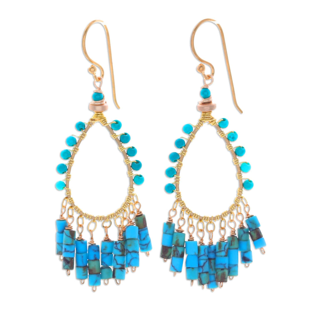 Howlite and Hematite Chandelier Earrings with Gold Accents - Bright Flair