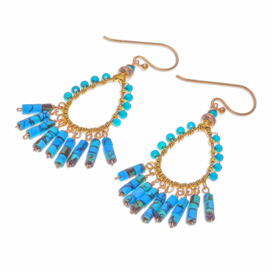 Howlite and Hematite Chandelier Earrings with Gold Accents - Bright Flair