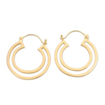 Modern 18k Gold-Plated Brass Hoop Earrings Crafted in Bali - Splendor Silhouettes