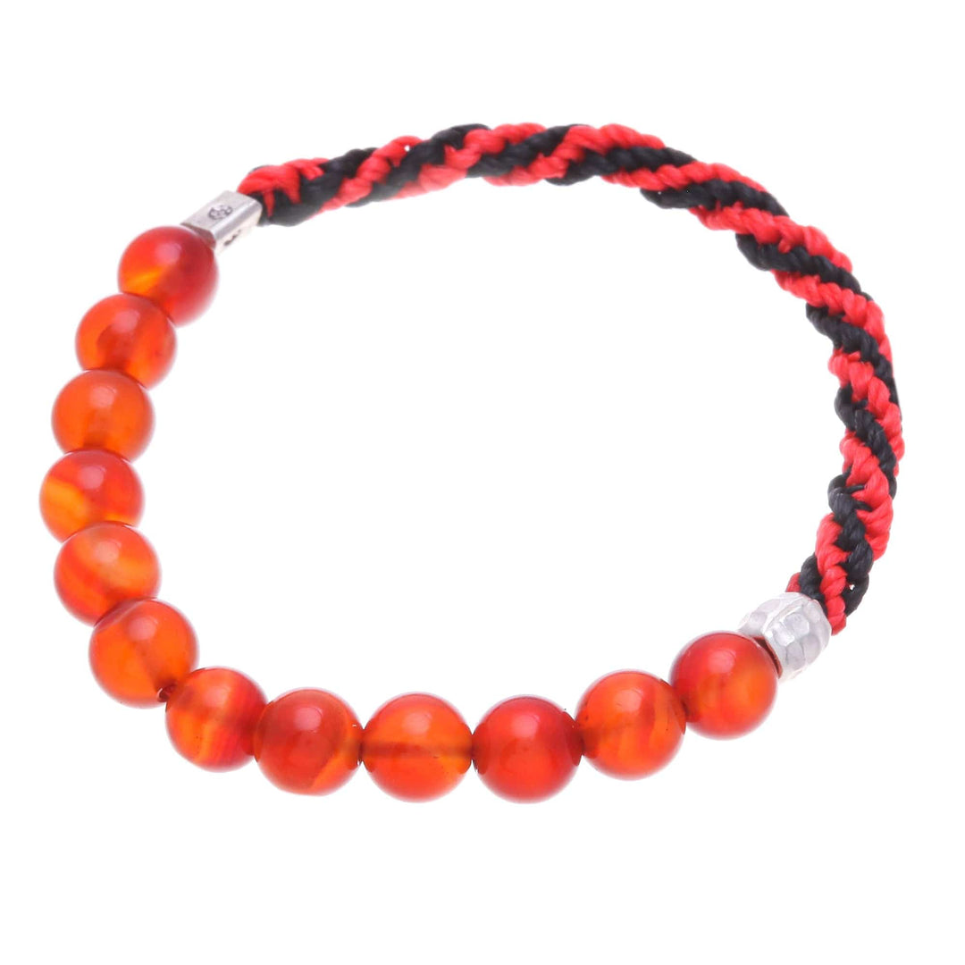 Carnelian Beaded Stretch Bracelet in Red and Black - Fearless Journey
