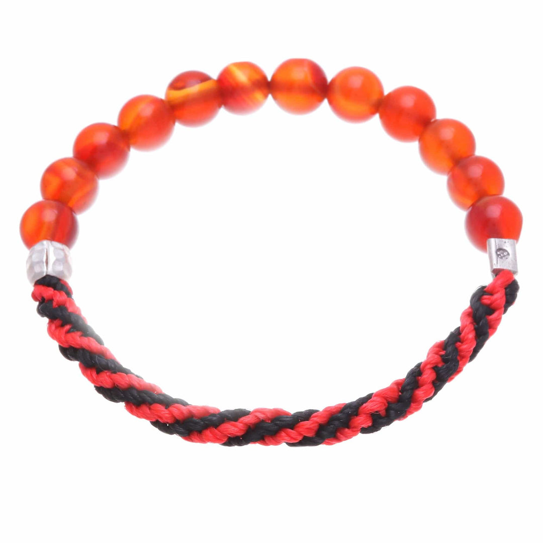 Carnelian Beaded Stretch Bracelet in Red and Black - Fearless Journey