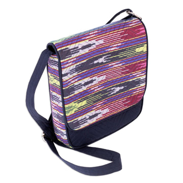 Colorful Ikat Messenger Bag with Adjustable Strap - Colorful Glee