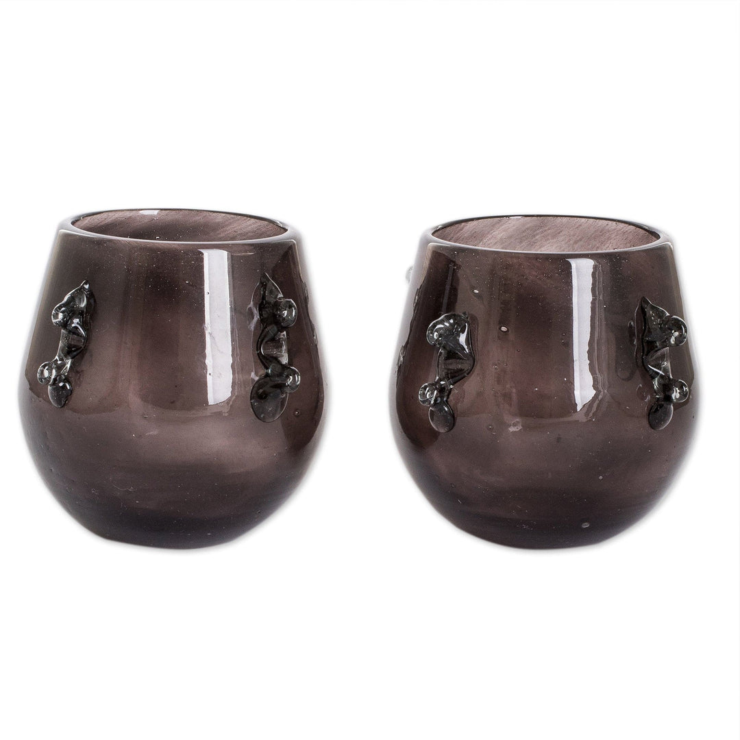 Pair of Handblown Rocks Glasses in Black - Shadow Shot