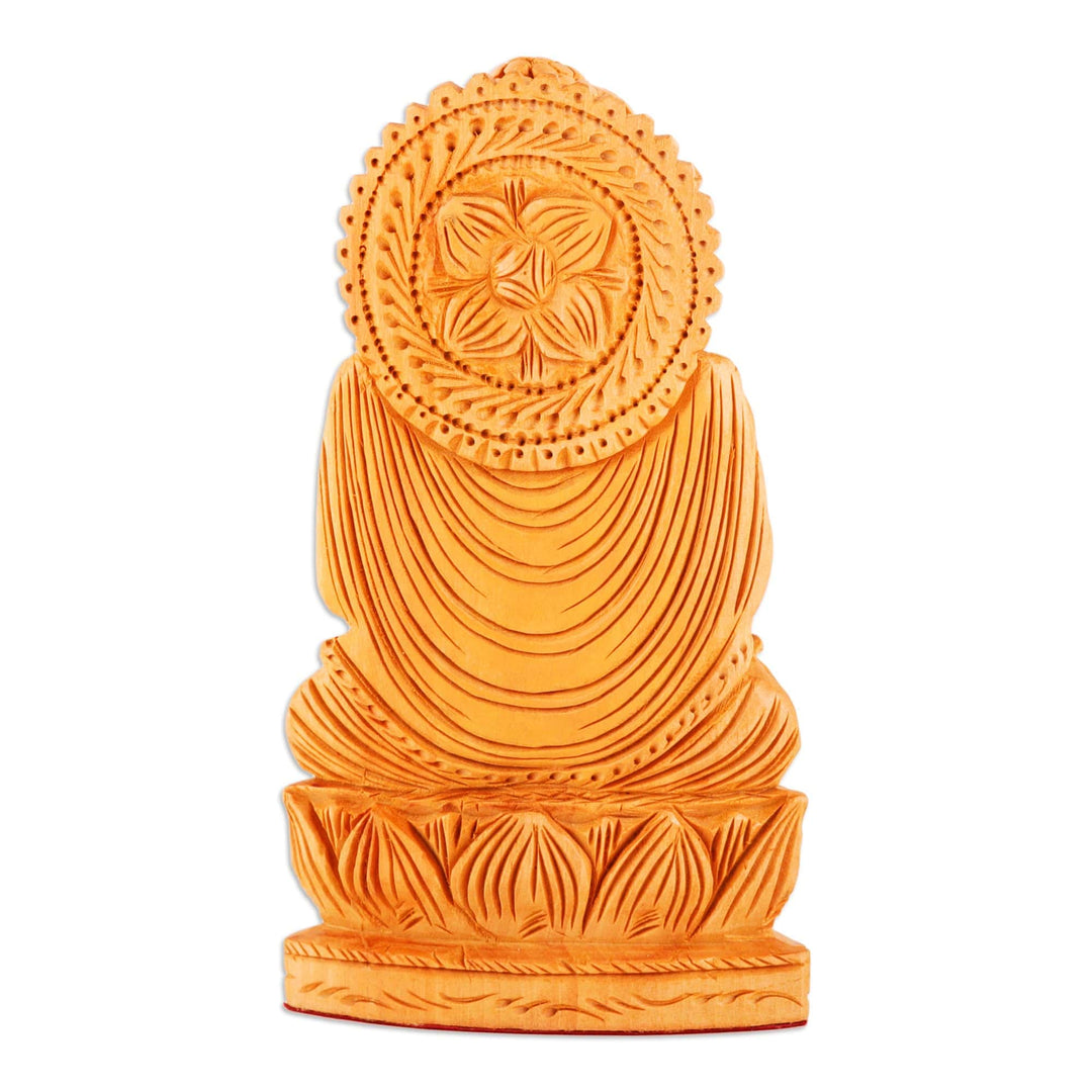 Hand-Carved Kadam Wood Sculpture of Master Buddha - Enlightened Sanctity