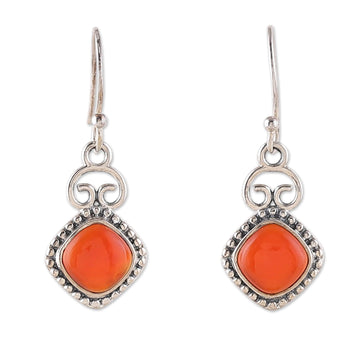 Classic Sterling Silver and Carnelian Dangle Earrings - Classic Confidence