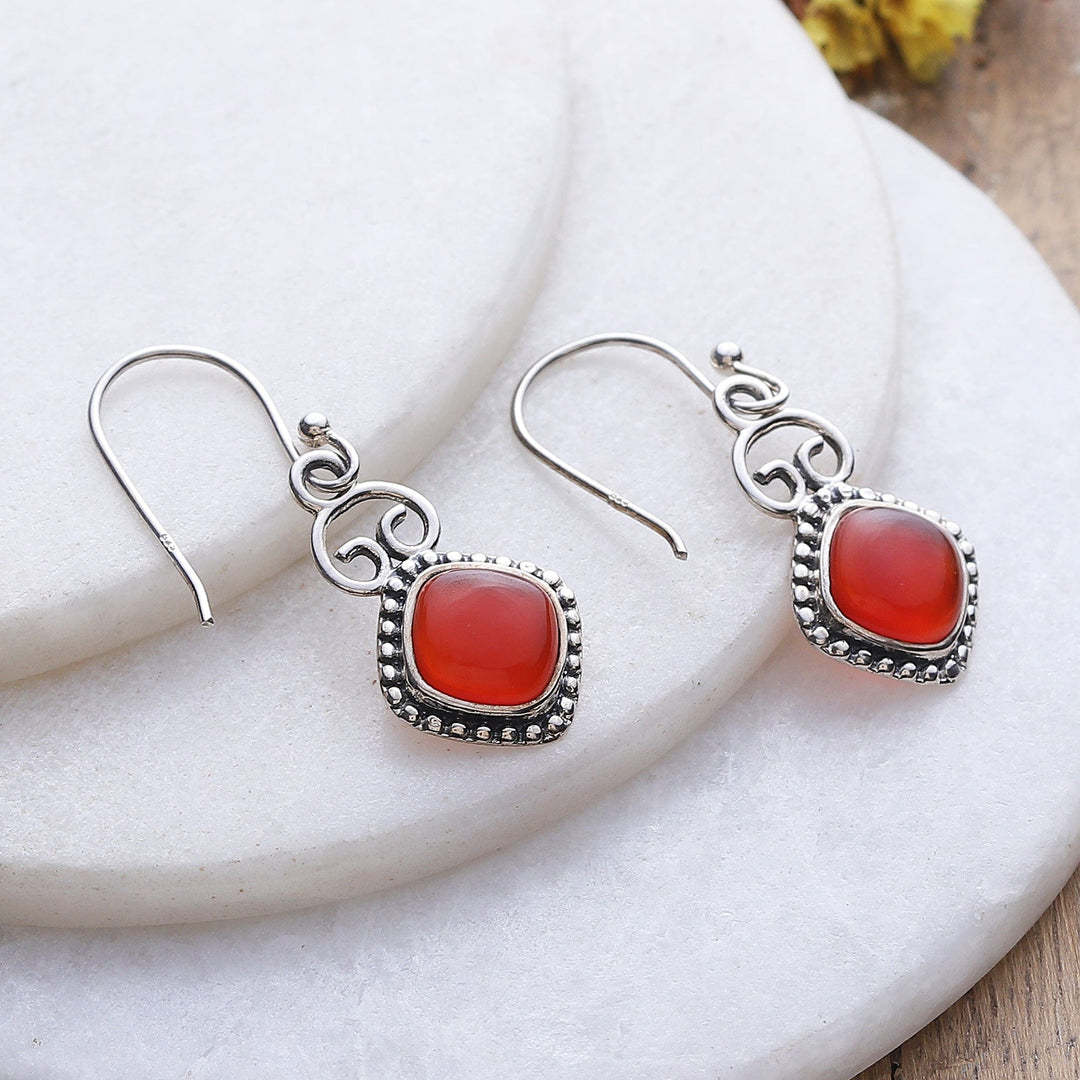 Classic Sterling Silver and Carnelian Dangle Earrings - Classic Confidence