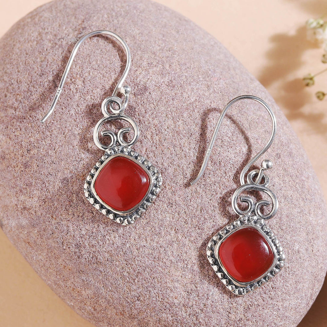 Classic Sterling Silver and Carnelian Dangle Earrings - Classic Confidence