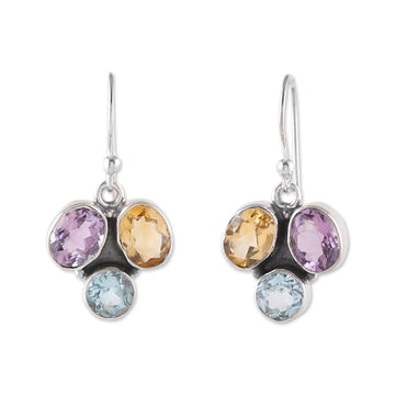 Polished Seven-Carat Multi-Gemstone Dangle Earrings - Divine Essences