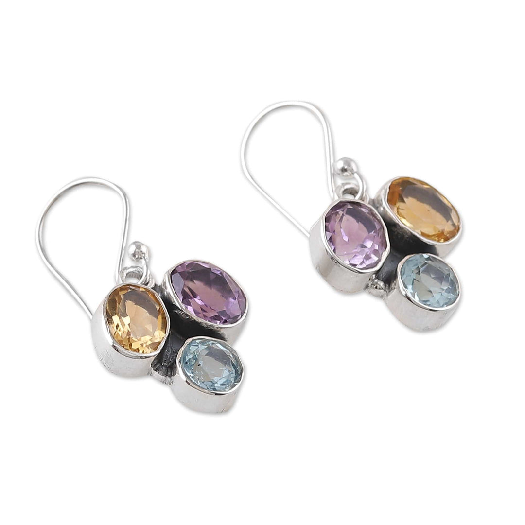 Polished Seven-Carat Multi-Gemstone Dangle Earrings - Divine Essences