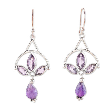 Polished Three-Carat Marquise Amethyst Dangle Earrings - Sage's Glamour