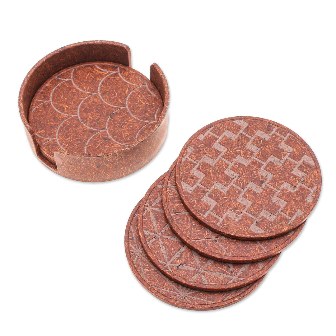Set of 6 Spice Recycled Coconut Fiber Bio-Composite Coasters - Spice Ideas