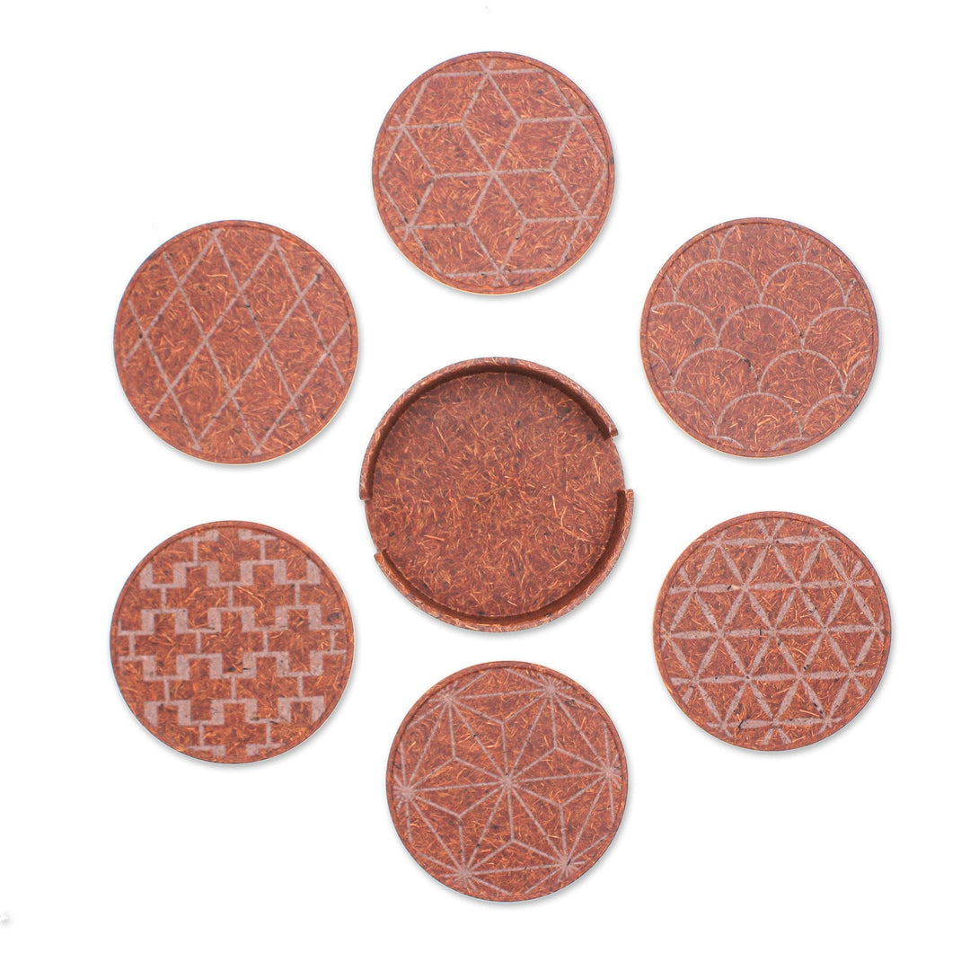 Set of 6 Spice Recycled Coconut Fiber Bio-Composite Coasters - Spice Ideas